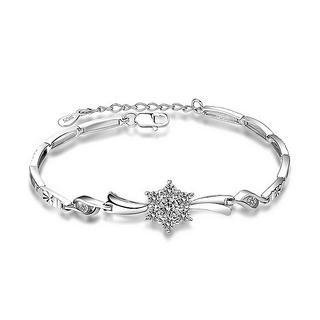 BELEC 925 Sterling Silver Snowflakes with White Cubic Zircon Bracelet