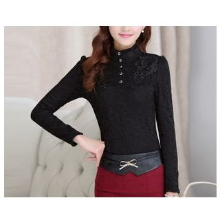 Sienne Lace Panel Long-Sleeve Top