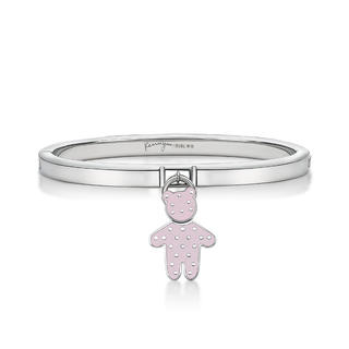 Kenny & co. Pink Dot Pattern Bear Charm With Steel Bangle Steel - One Size