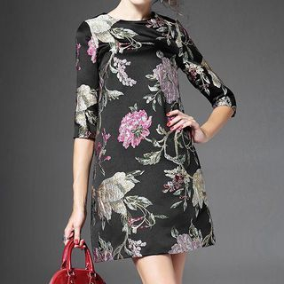 Alaroo 3/4-Sleeve Floral Embroidered Dress