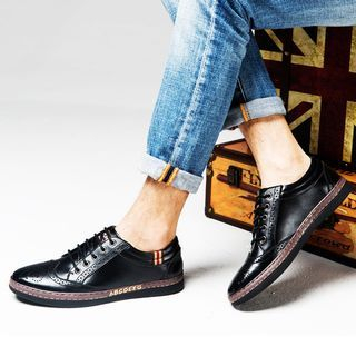 Jonas Genuine Leather Wing Tip Pointelle Lace Up Shoes