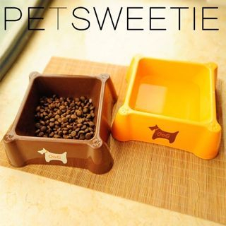 Pet Sweetie Square Dog Bowl - Medium