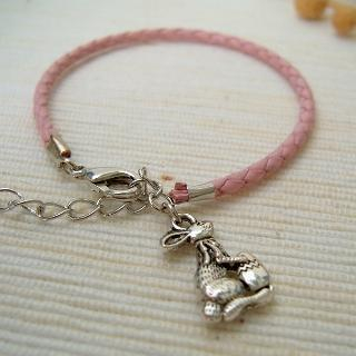 MyLittleThing Pinky Bunny Leather Bracelet Silver - One Size
