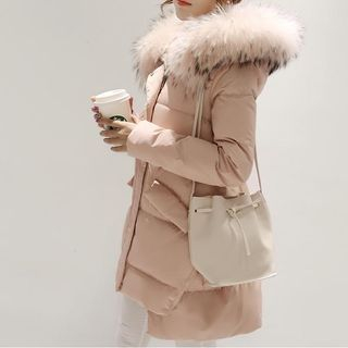 GETU Furry-Trim Hooded Puffer Coat
