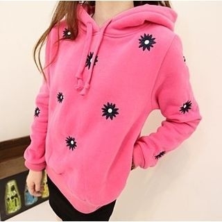 MayFair Hooded Flower Embroidered Pullover