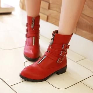 JY Shoes Strapped Zip Short Boots