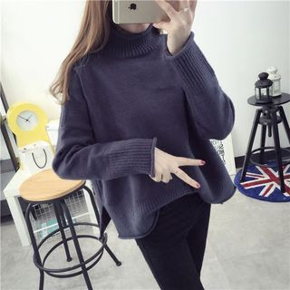 Qimi Oversized Stand Collar Sweater