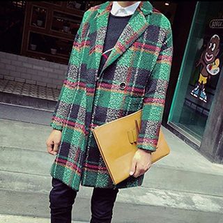 Besto Plaid Woolen Lapel Coat