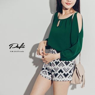 PUFII Set: Chiffon Top + Pattern Shorts