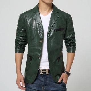 Bay Go Mall Faux Leather Blazer