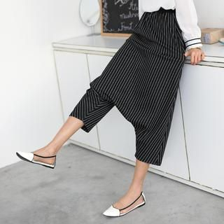 59 Seconds Striped Baggy Pants Black- One Size