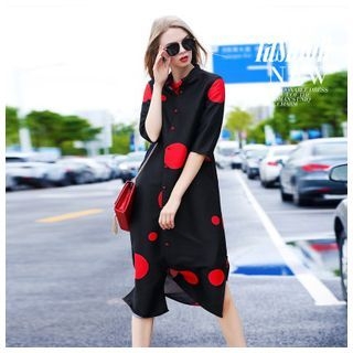 Ozipan Elbow-Sleeve Dotted Buttoned Coat