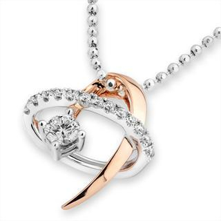 MaBelle 18ct Rose White Gold Diamond Accent Swirling Shooting Star Pendant Necklace (0.22 cttw) (FREE 925 Silver Box Chain, 16