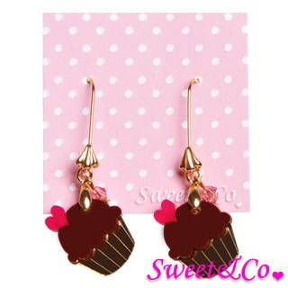 Sweet & Co. Sweet&Co Mini Gold Chocolate Cupcake Crystal Earrings Gold - One Size