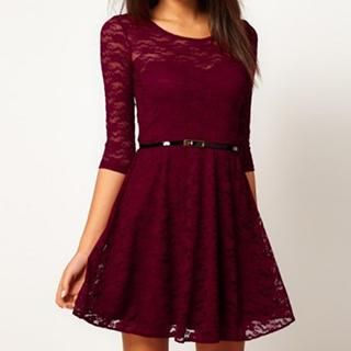 Dream a Dream 3/4-Sleeve Lace A-Line Dress