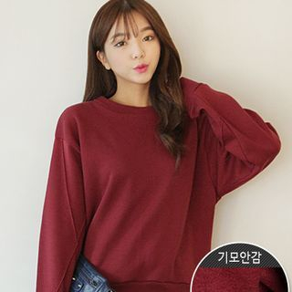 Seoul Fashion Seam-Detail Brushed-Fleece Sweatshirt