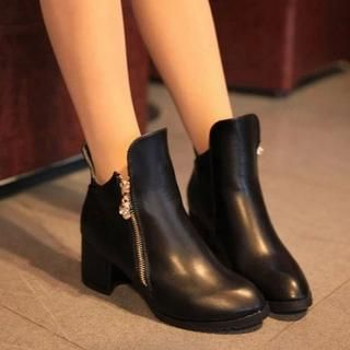 Charming Kicks Zip-Up Ankle Boots