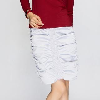 Shirred Satin Pencil Skirt