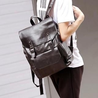 BagBuzz Faux Leather Buckled Backpack