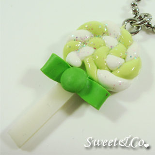 Sweet & Co. Sweet Green Candy Lollipop Glitter Necklace