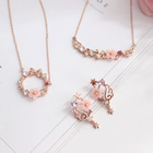 Winged Flower Stud Earrings / Hoop Necklace / Bar Necklace