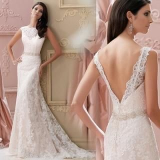 Angel Bridal Sleeveless Lace A-Line Wedding Dress