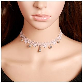 Amina Faux Pearl Lace Choker