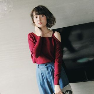 Tokyo Fashion Cutout-Shoulder Knit Top