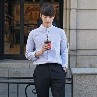 MITOSHOP Mandarin-Collar Long-Sleeve Shirt