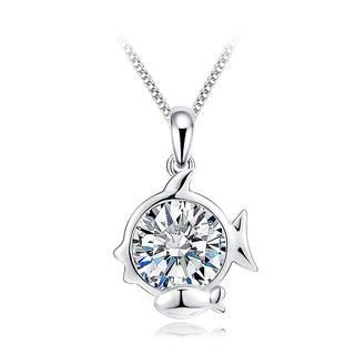 BELEC 925 Sterling Silver Twelve Constellations Of Pisces Pendant with White Cubic Zircon and Necklace