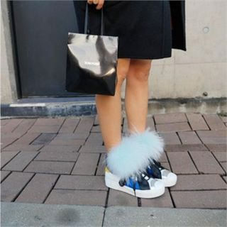 LIPHOP Faux-Fur Trim Sneakers