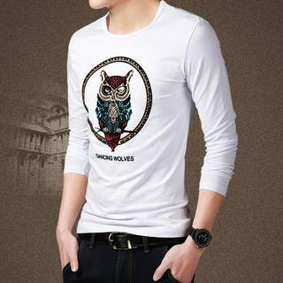 Bestrooy Long-Sleeve Owl Pattern T-Shirt