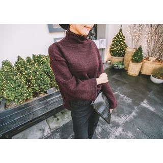 PPGIRL Turtle-Neck Drop-Shoulder Knit Top