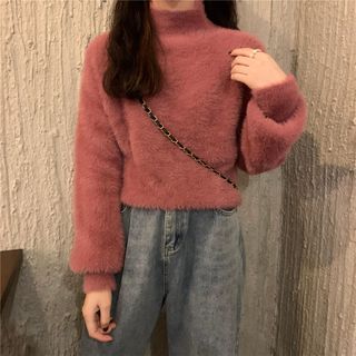 Mock-neck Cropped Sweater