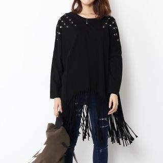 Little Grass Loose-Fit Fringed Long-Sleeve T-Shirt