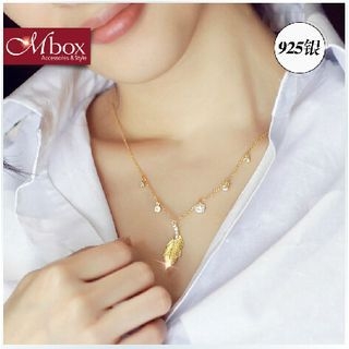 Mbox Jewelry Sterling Silver Leaf Necklace