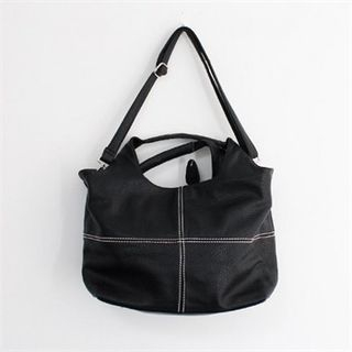 GLAM12 Stitch-Detailed Faux-Leather Shoulder Bag
