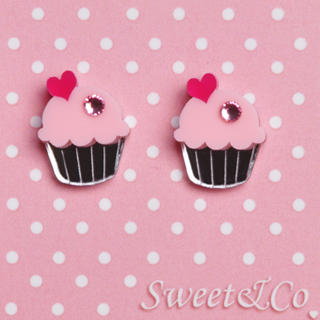 Sweet & Co. Pink Cupcake Silver Stud Earrings