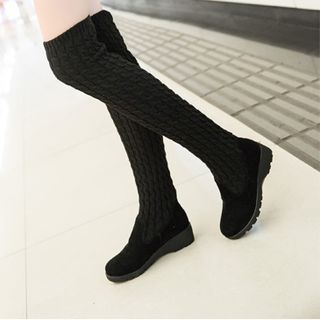 Charming Kicks Cable Knit Panel Over-the-Knee Boots