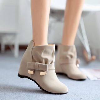 Pastel Pairs Bow Hidden Wedge Ankle Boots