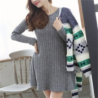 SARAH A-Line Cable-Knit Sweater Dress