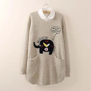 Tangi Elephant Appliqu  Sweater