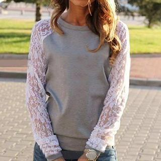 Jolly Club Lace-Sleeve Pullover