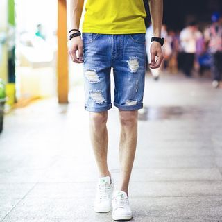 Street Affair Distressed Denim Shorts