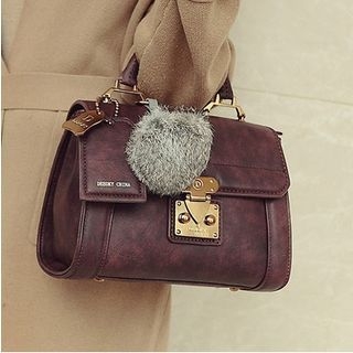 Youshine Furry Ball Faux Leather Handbag