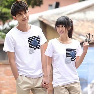 Igsoo Print Couple Short-Sleeve T-Shirt