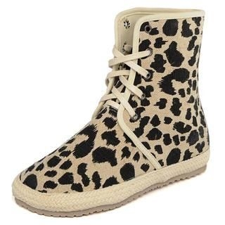 yeswalker Leopard Print Lace-Up Ankle Boots
