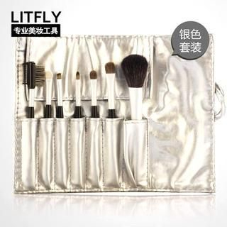 Litfly Make-Up Brush Set (Silver) 7 pcs + bag