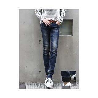 PLAYS Washed Brushed-Fleece Straight-Cut Jeans