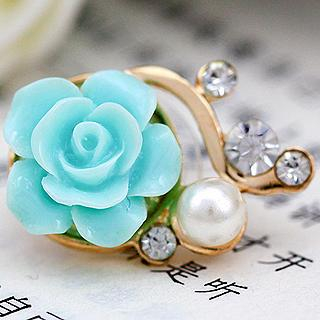 Fit-to-Kill Diamond Flower iPhone Earphone Plug Blue - One Size